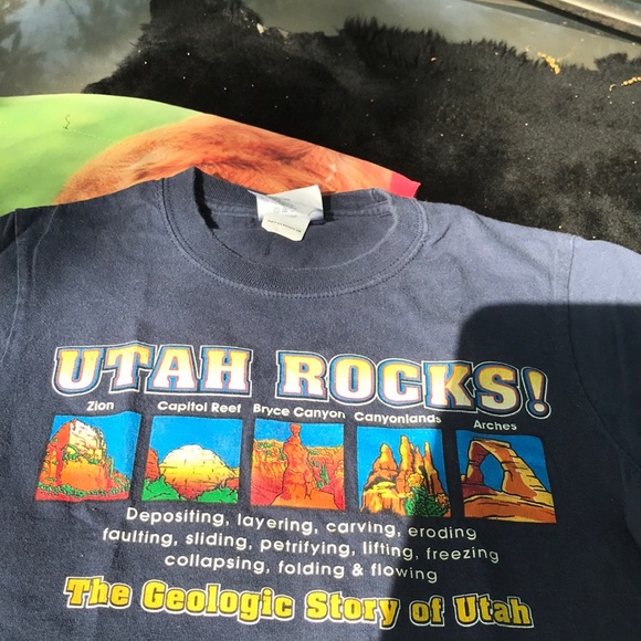 Utah Rocks The Geologic Story of Utah Blue SS Tee Youth S 6-8 Zion Bryce Canyon - Picture 5 of 10